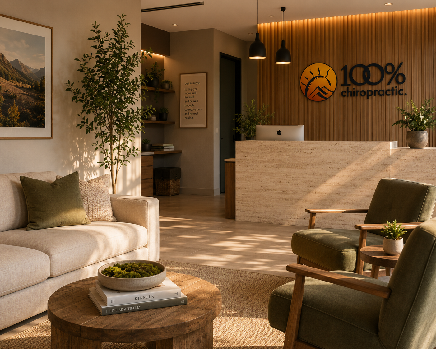 100% Chiropractic Austin Rosedale clinic interior.