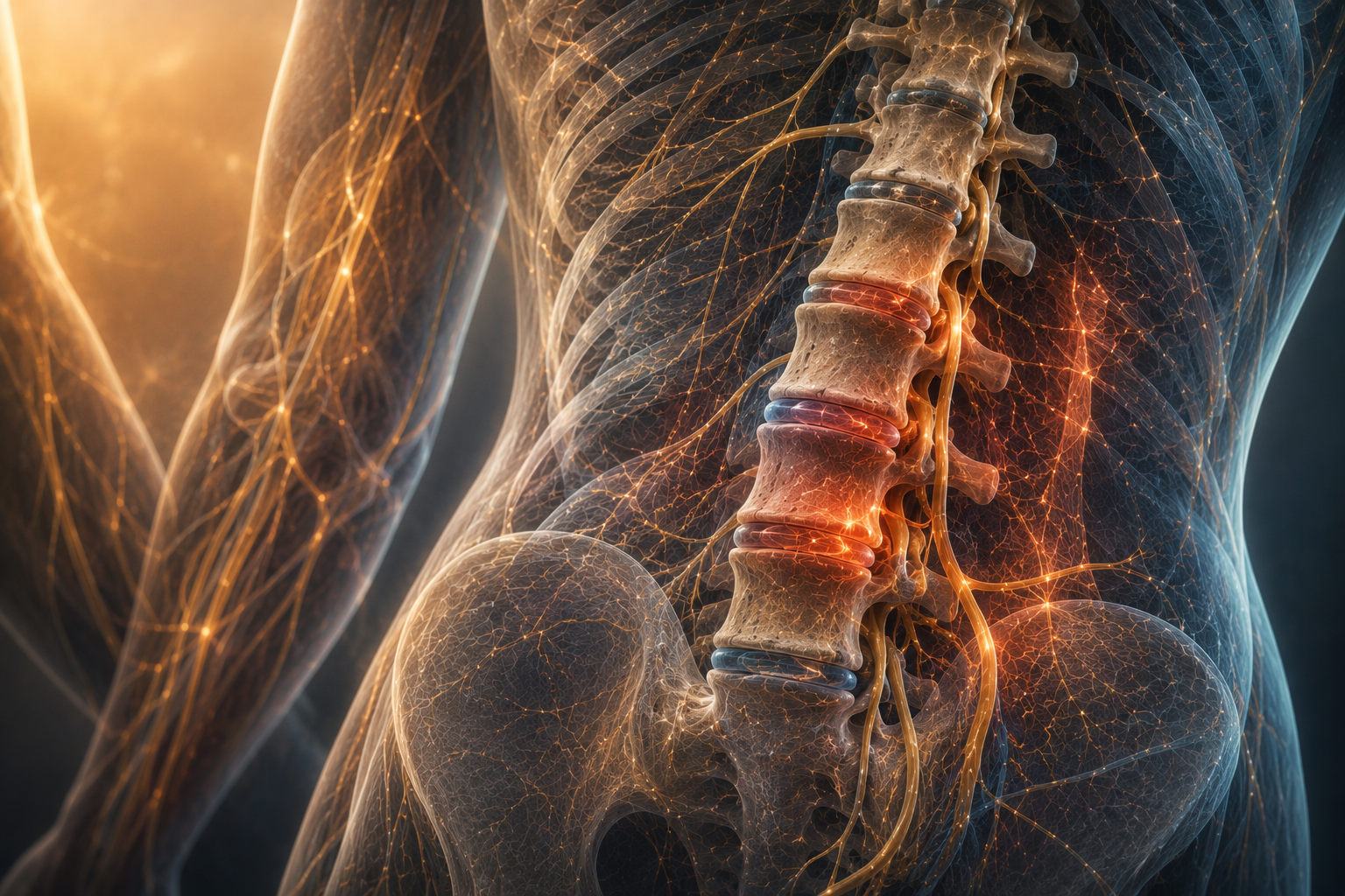 Spinal compression illustration.