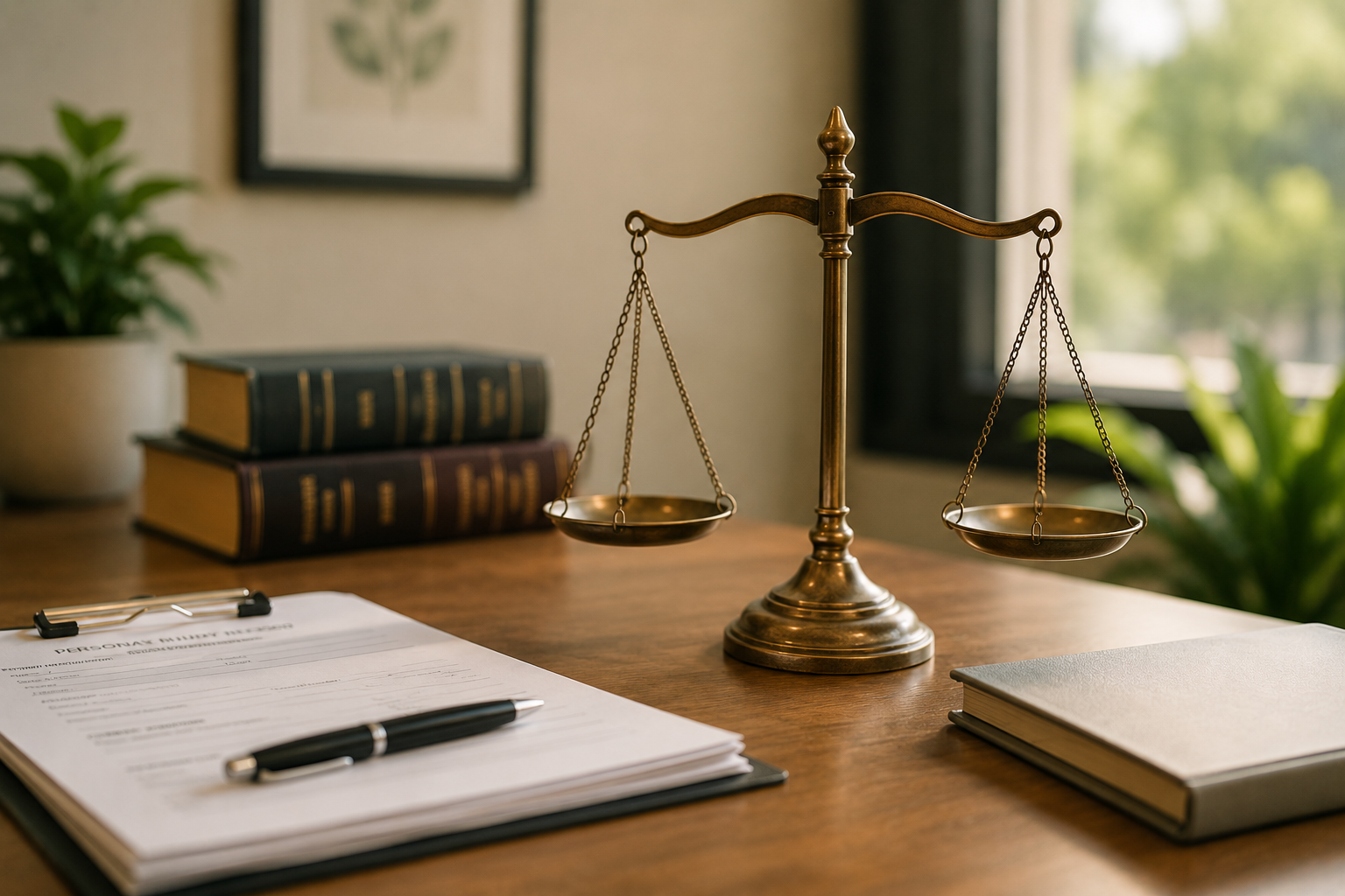 Legal scales and open book.