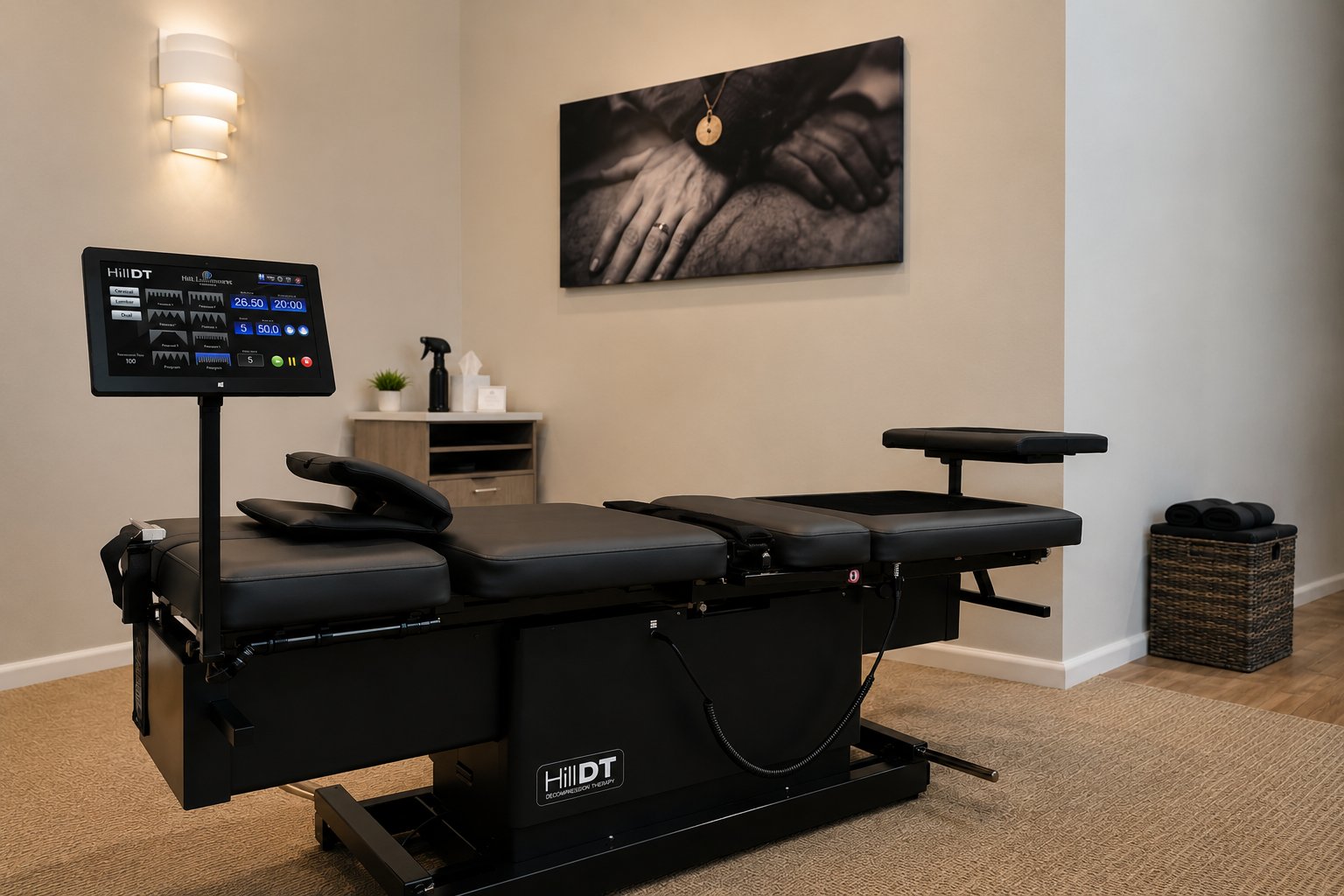 HillDT spinal decompression table at 100% Chiropractic Austin Rosedale