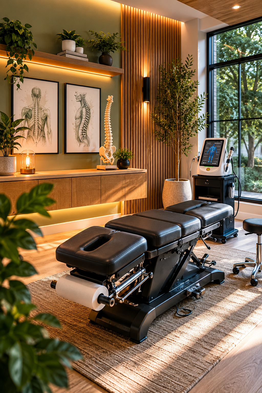 Class IV laser therapy device in a treatment room at 100% Chiropractic Austin Rosedale.